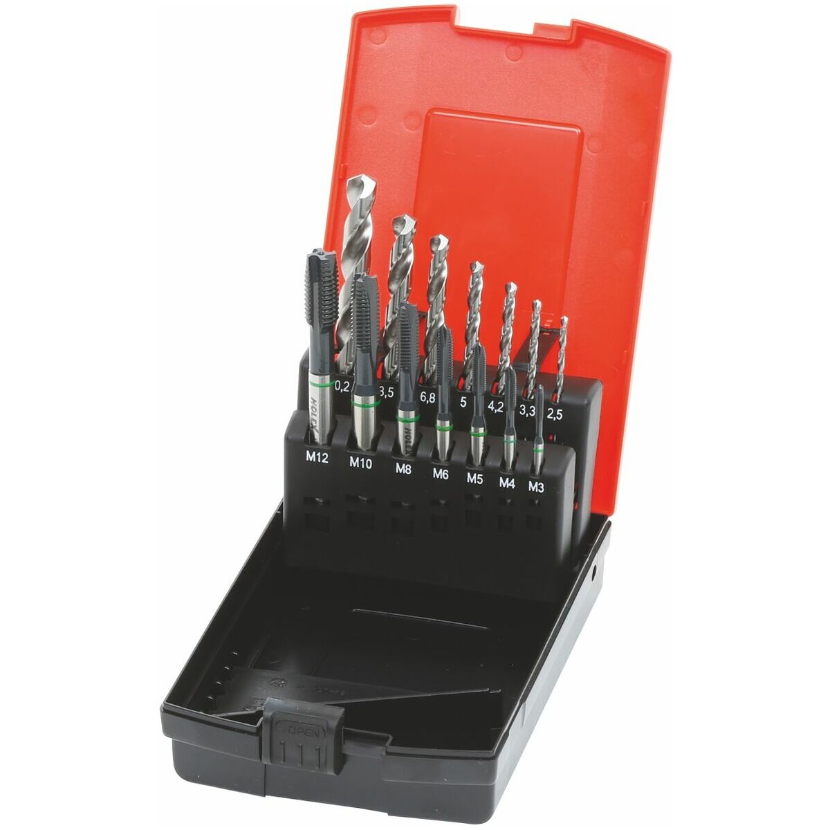 BỘ MŨI KHOAN + TARO CHO LỖ THÔNG M3-M12 HOLEX 146725 M3-12 BỘ MŨI KHOAN + TARO CHO LỖ THÔNG M3-M12 HOLEX 146725 M3-12